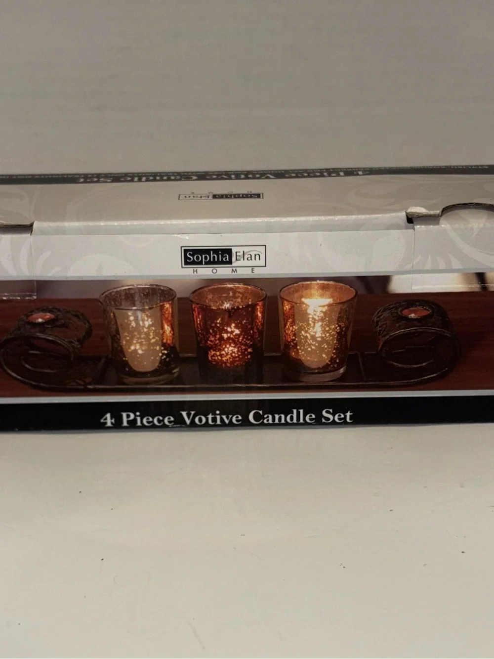 Decorative Metallic Votive Candle Holders - Brown and Champagne Set